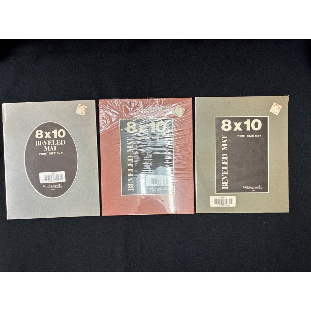 Vintage Beveled 8x10 Photo Mat for 5x7 Print (3) Gray Pink Green Cottage Granny